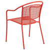 Flash Furniture Coral Steel Patio Arm Chair with Round Back CO-3-RED-GG