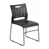Flash Furniture Stack Chair, Plastic, Black, 17.50" H RUT-2-BK-GG