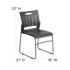 Flash Furniture Stack Chair, Plastic, Black, 17.50" H RUT-2-BK-GG