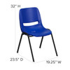 Flash Furniture Stack Chair, Plastic, Blue, Ergonomic Shell RUT-EO1-BL-GG