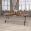 Rectangle Folding Table, Wood Top, Wood Grain  YT-WTFT30X72-TBL-GG