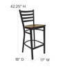 Restaurant Stool, Ladder Back, Mah Seat, Seat Height Range: 29"  XU-DG697BLAD-BAR-MAHW-GG