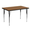 Rectangle Activity Table, Chrome, Laminate, Particleboard, Steel, Wood Grain  XU-A3048-REC-OAK-T-A-GG