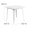 Flash Furniture White Metal Table,31.5SQ ET-CT002-1-WH-GG