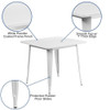 Flash Furniture White Metal Table,31.5SQ ET-CT002-1-WH-GG