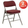 Flash Furniture Burgundy Fabric Folding Chair,PK2 2-HA-MC320AF-BG-GG