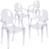 Max  Ghost Chair with Arms in Transparent Crystal, PK4  4-FH-124-APC-CLR-GG