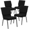 Flash Furniture Black Fabric Church Chair,PK4 4-XU-CH-60096-BK-SV-GG