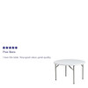 Round Wh 48Rnd Plastic Fold Table, 48" W, 48" L, 29.25" H, Plastic Top, White  DAD-YCZ-122R-GG