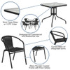 Square Table Set, Aluminum, Glass, Metal, Plastic, Rattan, Clear  TLH-073SQ-037BK4-GG