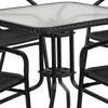 Flash Furniture Black Table Set w-4 Rattan,Square,28" TLH-073SQ-037BK4-GG