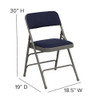 Flash Furniture Navy Fabric Folding Chair,PK4 4-HA-MC309AF-NVY-GG