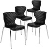 Lowell Contemporary Design Black Plastic Stack Chair, PK4  4-LF-7-07C-BLK-GG
