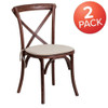 HERCULES Series Mahogany Cross Back Chair with Cushion,PK2  2-XU-X-MAH-NTC-GG