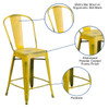 Flash Furniture Distressed Yellow Metal Stool,PK4 4-ET-3534-24-YL-GG