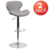 Flash Furniture Gray Fabric Barstool,PK2 2-CH-321-GYFAB-GG