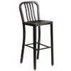 30" High Black-Gold Metal Barstool with Slat Back  CH-61200-30-BQ-GG