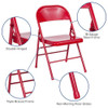 Flash Furniture Red Metal Folding Chair,PK2 2-HF3-MC-309AS-RED-GG