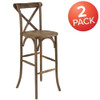 HERCULES Series Dark Antique Wood Cross Back Barstool,PK2  2-XA-X-BAR-GO-GG