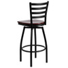 Restaurant Stool, Ladder Back, Mah Seat, Material: Wood  XU-6F8B-LADSWVL-MAHW-GG