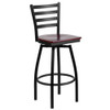 Restaurant Stool, Ladder Back, Mah Seat, Material: Wood  XU-6F8B-LADSWVL-MAHW-GG
