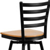 Restaurant Stool, Ladder Back, Nat Seat, Seat Height Range: 30-1/4"