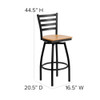 Restaurant Stool, Ladder Back, Nat Seat, Seat Height Range: 30-1-4"  XU-6F8B-LADSWVL-NATW-GG