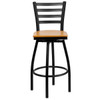 Restaurant Stool, Ladder Back, Nat Seat, Seat Height Range: 30-1-4"  XU-6F8B-LADSWVL-NATW-GG