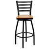 Restaurant Stool, Ladder Back, Nat Seat, Seat Height Range: 30-1-4"  XU-6F8B-LADSWVL-NATW-GG