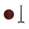 Round Mahogany Laminate Table w-Rnd Base,24", Mahogany  XU-RD-24-MAHTB-T2222B-GG