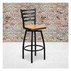 Flash Furniture Black Ladder Stool-Nat Seat,PK2 2-XU-6F8B-LADSWVL-NATW-GG