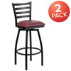 Flash Furniture Black Ladder Stool-Burg Seat,PK2 2-XU-6F8B-LADSWVL-BURV-GG