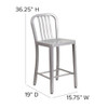 2 " High Silver Metal Counter Height Stool, PK2  2-CH-61200-24-SIL-GG