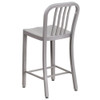 2 " High Silver Metal Counter Height Stool, PK2  2-CH-61200-24-SIL-GG