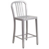 2 " High Silver Metal Counter Height Stool, PK2  2-CH-61200-24-SIL-GG