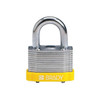 Keyed Padlock, Open, Rectangular Steel Body, Hardened Steel Shackle, 23/32 in W