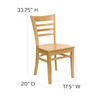Hercules Restaurant Chair, Wood Back, 17-1-4 in W 20" L 33-3-4" H  XU-DGW0005LAD-NAT-GG