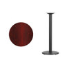 Round Mahogany Laminate Table w-Rnd Base,24", Laminate Top, Wood Grain  XU-RD-24-MAHTB-TR18B-GG