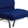 Hercules Church Chair, Blue Back, 21-1-4 in W 25" L 33" H, Fabric Seat  FD-CH0221-4-SV-NB24-BAS-GG