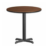 Round Walnut Table Top,Round w/X-Base,30", Walnut