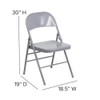 Flash Furniture Gray Metal Folding Chair,PK2 2-HF3-MC-309AS-GY-GG