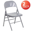 Flash Furniture Gray Metal Folding Chair,PK2 2-HF3-MC-309AS-GY-GG