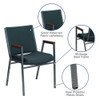 Flash Furniture Fabric Stack Chair w-Arms,Green XU-60154-GN-GG