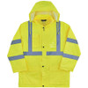 Hi-Vis Rain Jacket, Polyurethane, 150D Oxford Polyester, Class 3 Type R, Lime, M
