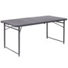 Flash Furniture Rectangle Folding Table, Plastic Top, Grey DAD-LF-122Z-DG-GG