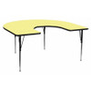 Flash Furniture Activity Table,Horeshoe Shp,Yel,60"x66" XU-A6066-HRSE-YEL-T-A-GG