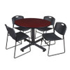 Kobe Kobe Round Table & Chair Set, Wood, Metal, Polypropylene Top TKB48RNDMH44BK