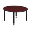 Round Classroom Tables, 48 W, 48 L, 23-34 H, Wood, Metal, Mahogany  TB48RNDMHAPBK