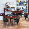 Round Classroom Tables, 48 W, 48 L, 23-34 H, Wood, Metal, Cherry  TB48RNDCHAPBK