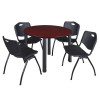 Kee Round Table & Chair Set, Wood, Metal, Plastic Top, Mahogany